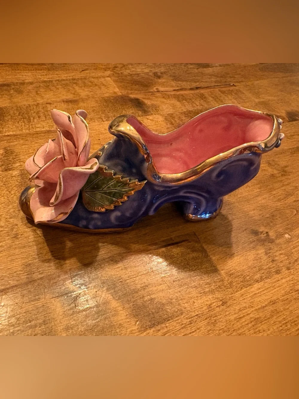 Victorian-style porcelain shoe figurine